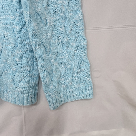 Appleseed's Light Aqua Cable Knit Crew Neck Sweater Women's Size Small - Picture 5 of 9
